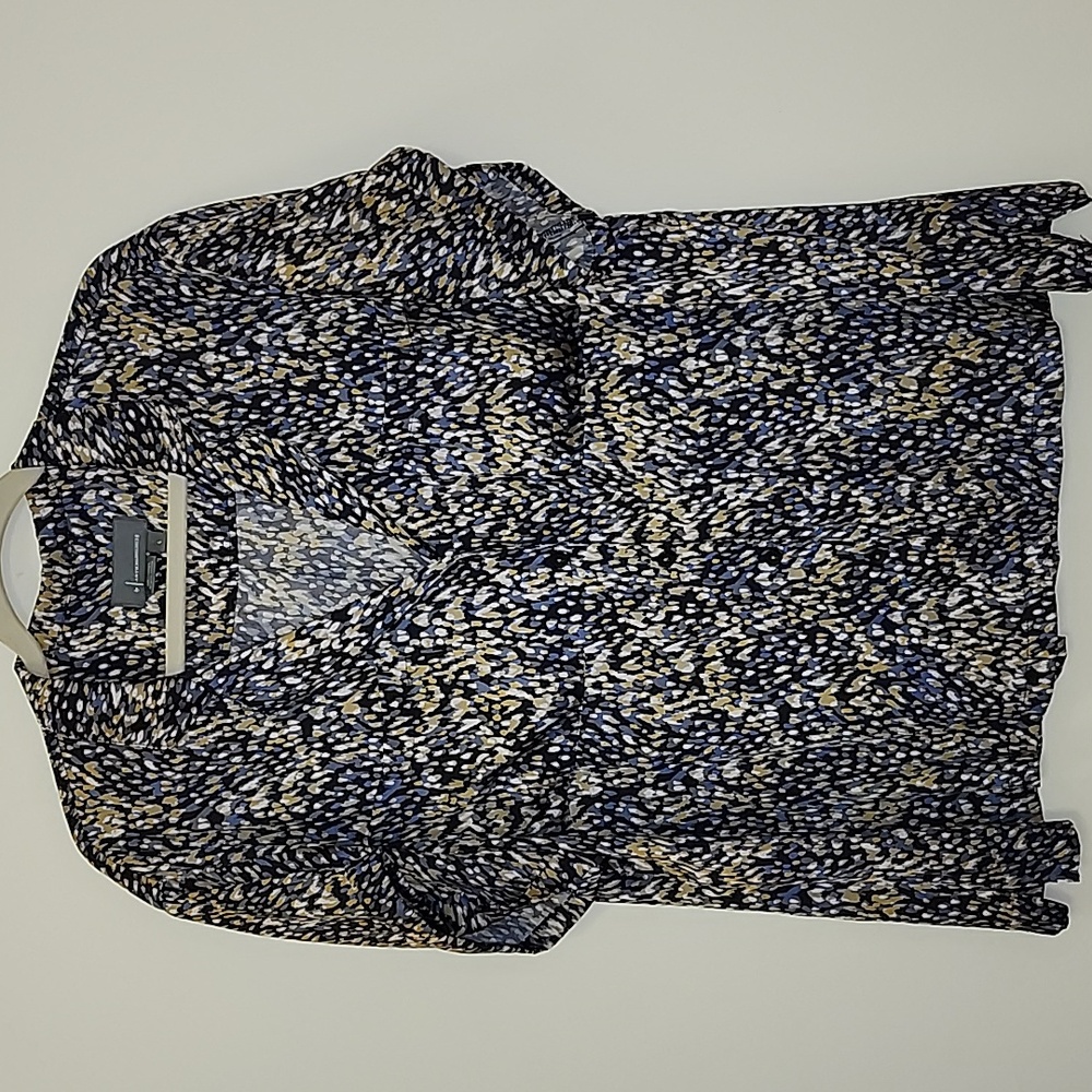 Anthropologie Womens Blue Button Up Short Sleeve Blouse Size Large Mob Wife